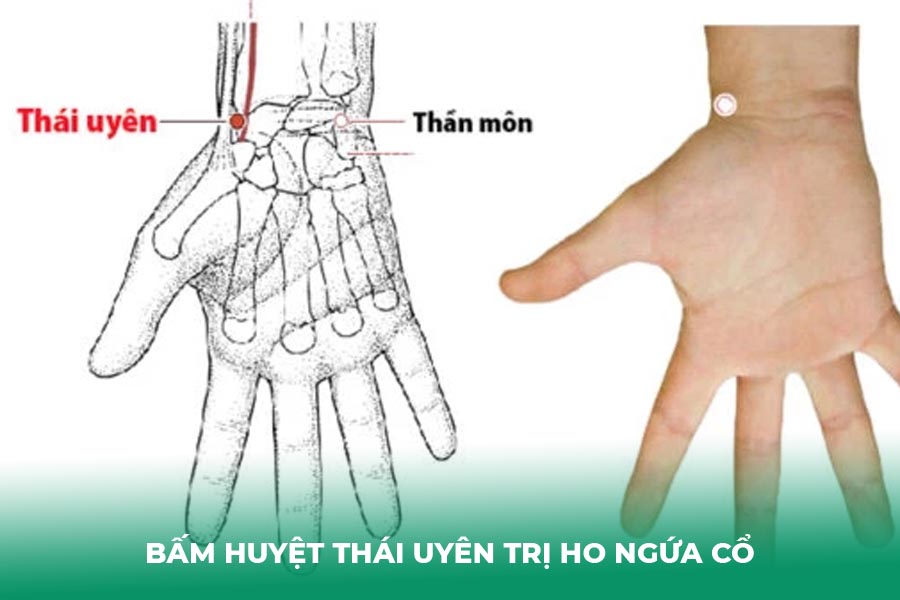 Bấm huyệt Thái Uyên trị ho ngứa cổ