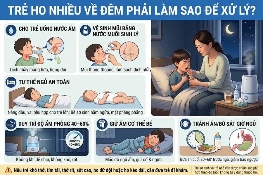 Do đâu làm bé ho nhiều về đêm?