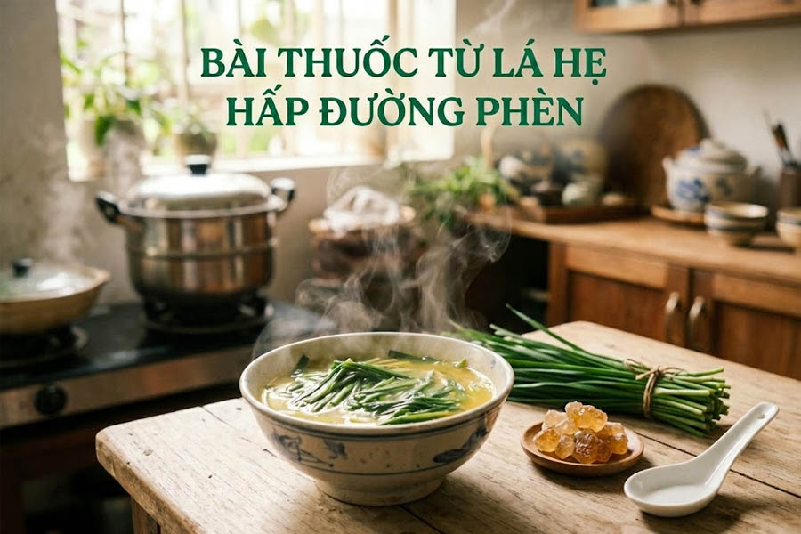 Bài thuốc từ lá hẹ hấp đường phèn