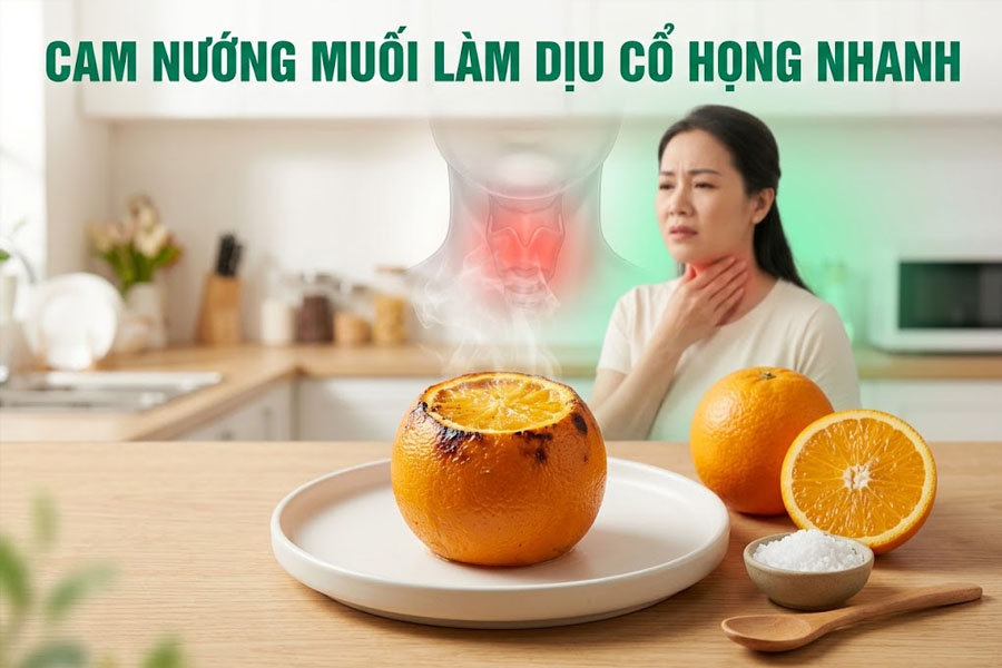 Cam nướng muối làm dịu cổ họng nhanh