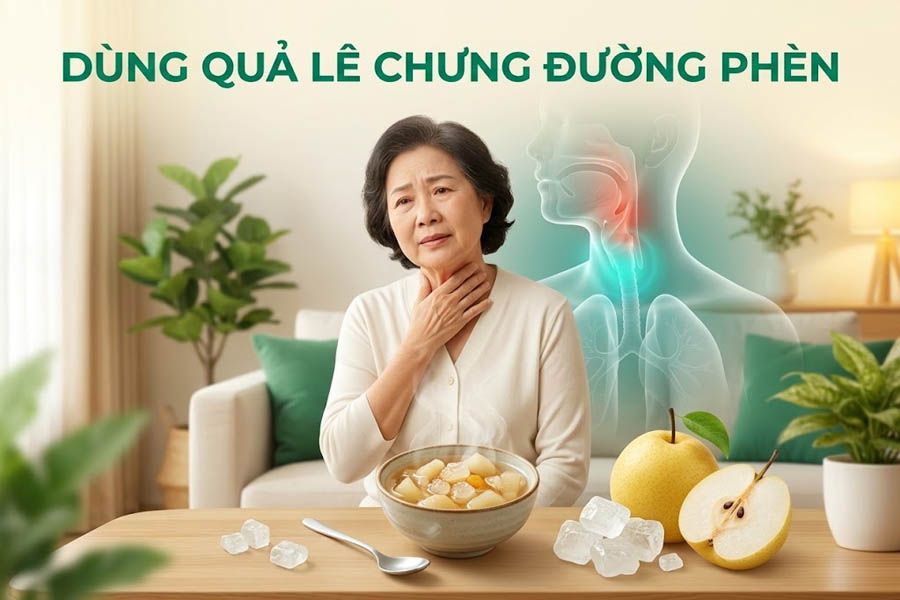Dùng quả lê chưng đường phèn