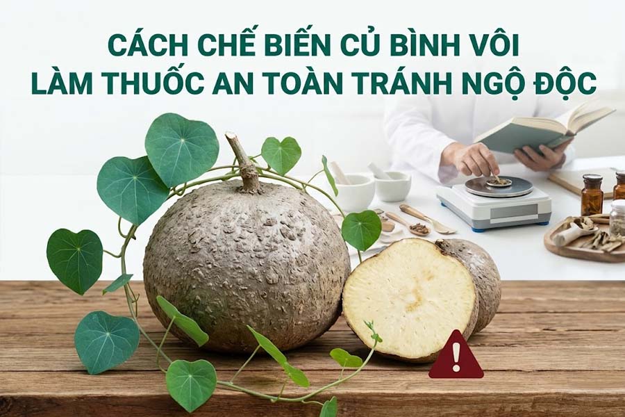 Cách chế biến củ bình vôi làm thuốc an toàn tránh ngộ độc