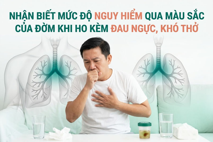 Nhận biết mức độ nguy hiểm qua màu sắc của đờm khi ho kèm đau ngực, khó thở