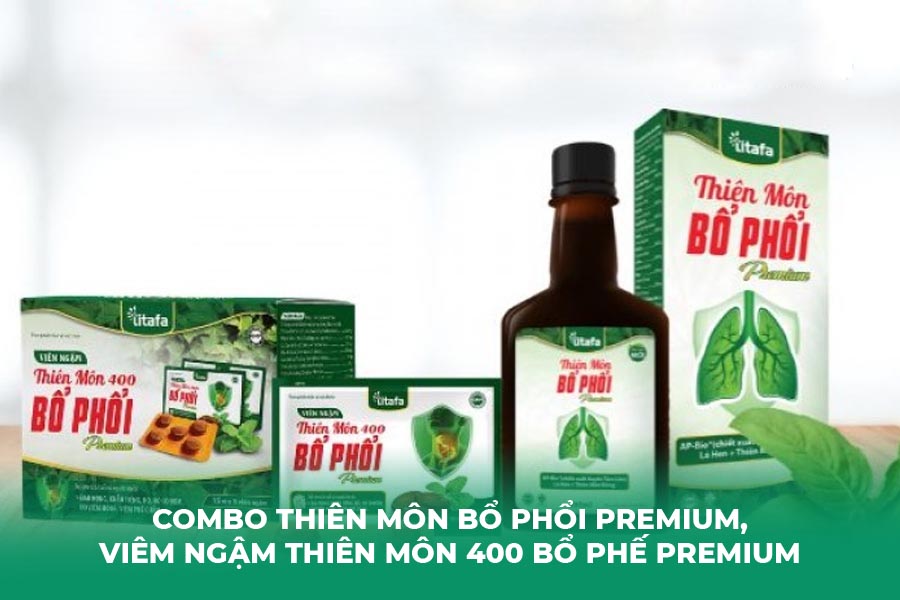 Combo Thiên Môn Bổ Phổi Premium, viêm ngậm Thiên Môn 400 Bổ Phế Premium hỗ trợ giảm ho