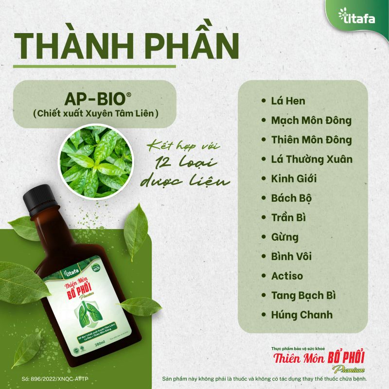 thành phần thiên môn bổ phổi premium