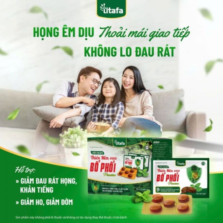 Viên ngậm Thiên Môn 400 Bổ Phổi Premium Titafa – Hỗ trợ giảm ho đờm hiệu quả