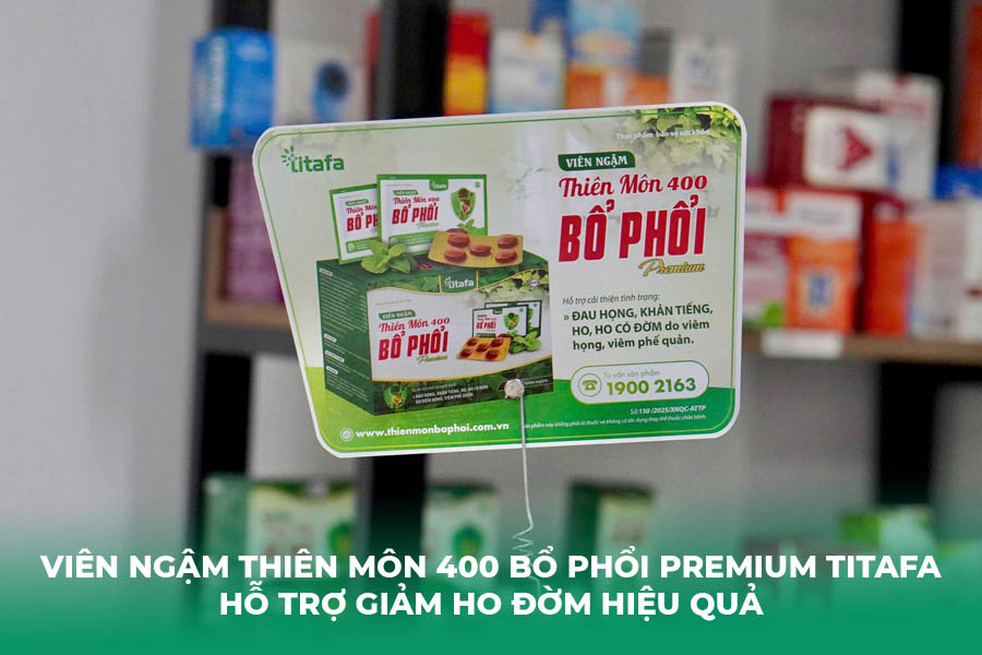 Viên ngậm Thiên Môn 400 Bổ Phổi Premium Titafa – Hỗ trợ giảm ho đờm hiệu quả